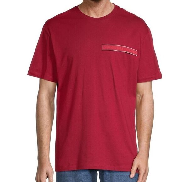 ALEXANDER MCQUEEN Logo Tape T-Shirt Tee Size L Red Crewneck Cotton Short Sleeve